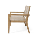 Kiara Wicker and Acacia Wood Outdoor 4 Seater Chat Set by Christopher Knight Home