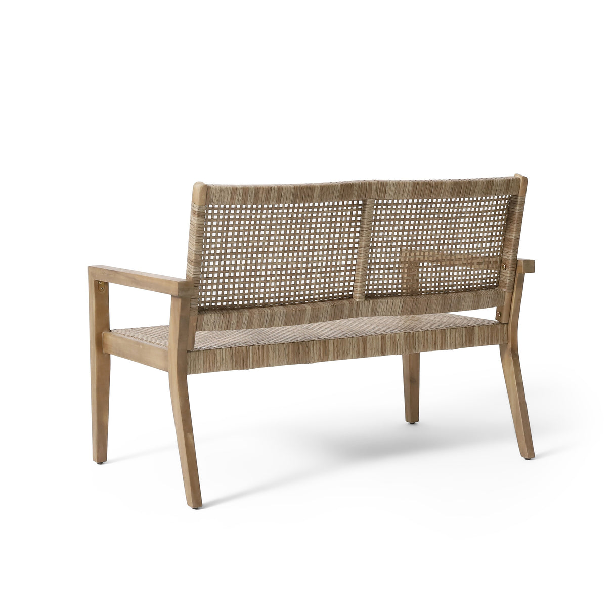 Kiara Wicker and Acacia Wood Outdoor 4 Seater Chat Set by Christopher Knight Home