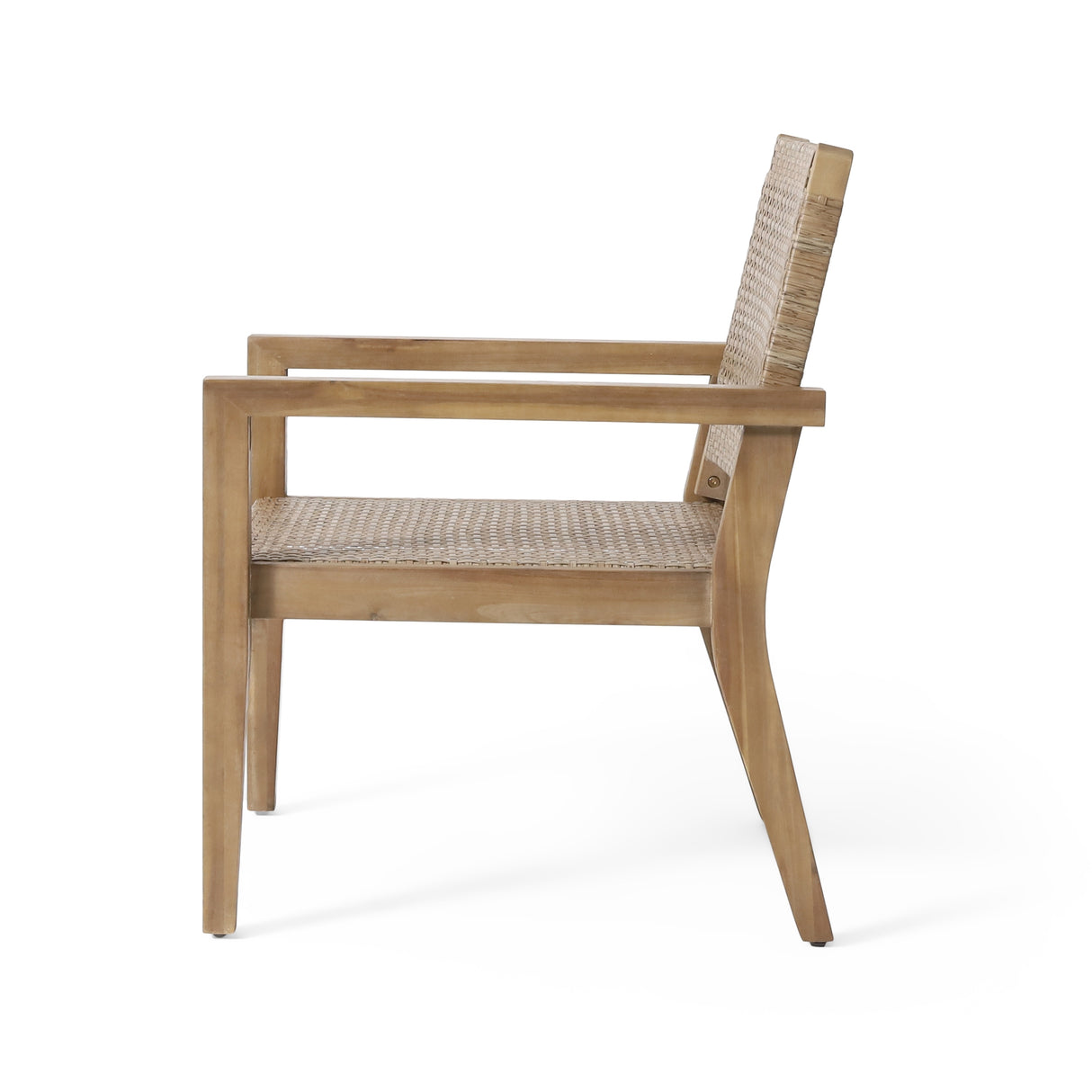 Kiara Wicker and Acacia Wood Outdoor 4 Seater Chat Set by Christopher Knight Home
