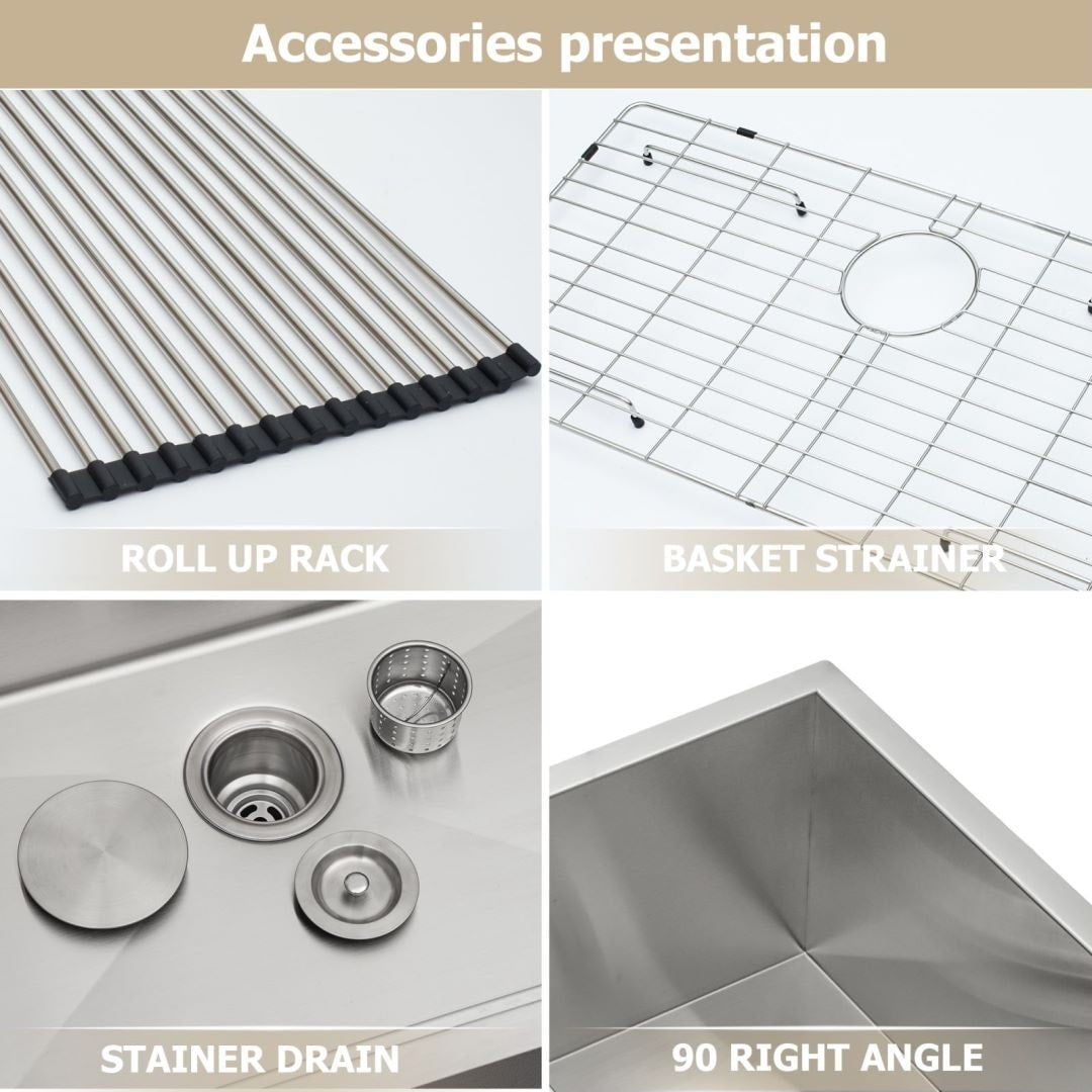Kichae Undermount Bar Sink Stainless Steel Kitchen Sink 15/17/21/23 Inch