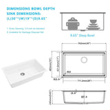 Kichae Workstation Sink Undermount Granite Composite Kitchen Sink in Metallic White with Accessories