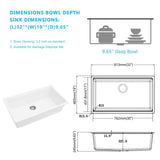 Kichae Workstation Sink Undermount Granite Composite Kitchen Sink in Metallic White with Accessories