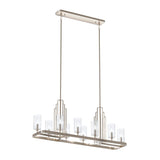 Kichler Kimrose 10 Light Linear Chandelier with Clear Fluted Glass in Polished Nickel and Satin Nickel