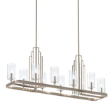 Kichler Kimrose 10 Light Linear Chandelier with Clear Fluted Glass in Polished Nickel and Satin Nickel