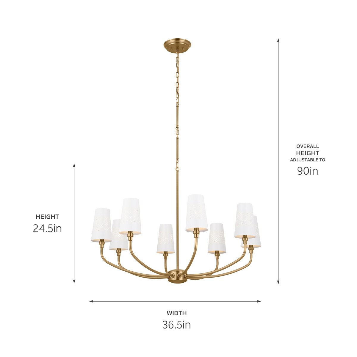 Kichler Lighting Adeena 36.5-in 8-Light Brushed Natural Brass Chandelier - 36.5