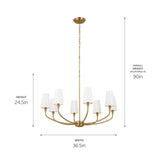 Kichler Lighting Adeena 36.5-in 8-Light Brushed Natural Brass Chandelier - 36.5