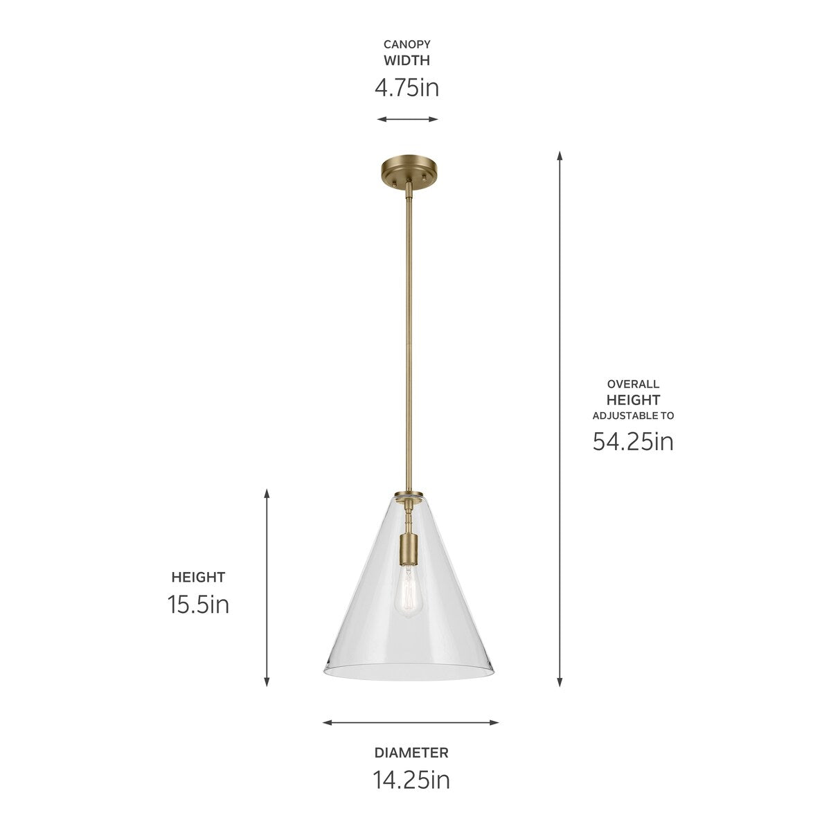 Kichler Lighting Everly 1-Light Cone Pendant Light with Clear Glass