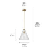 Kichler Lighting Everly 1-Light Cone Pendant Light with Clear Glass