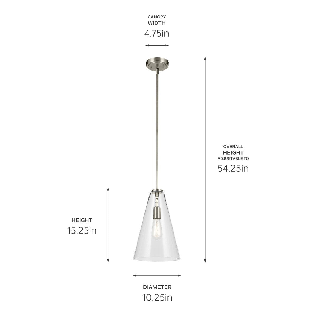 Kichler Lighting Everly 1-Light Cone Pendant Light with Clear Glass