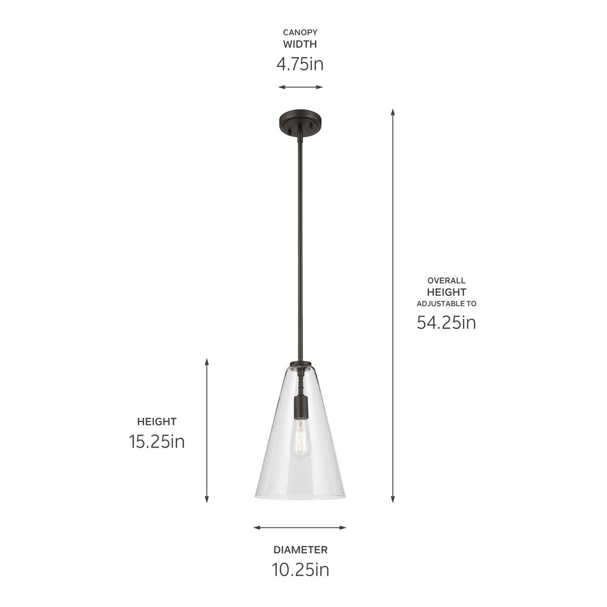Kichler Lighting Everly 1-Light Cone Pendant Light with Clear Glass