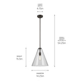 Kichler Lighting Everly 1-Light Cone Pendant Light with Clear Glass