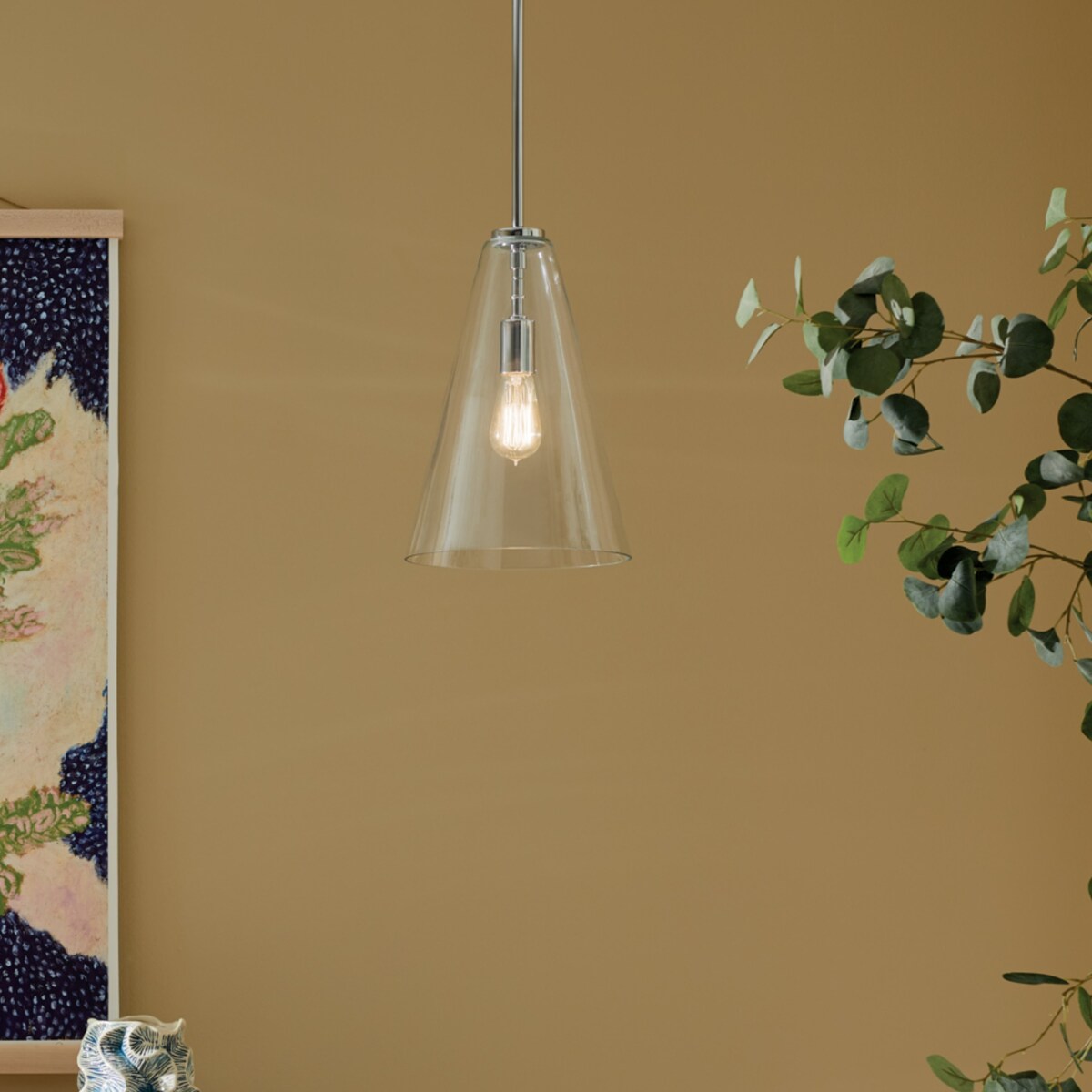 Kichler Lighting Everly 1-Light Cone Pendant Light with Clear Glass