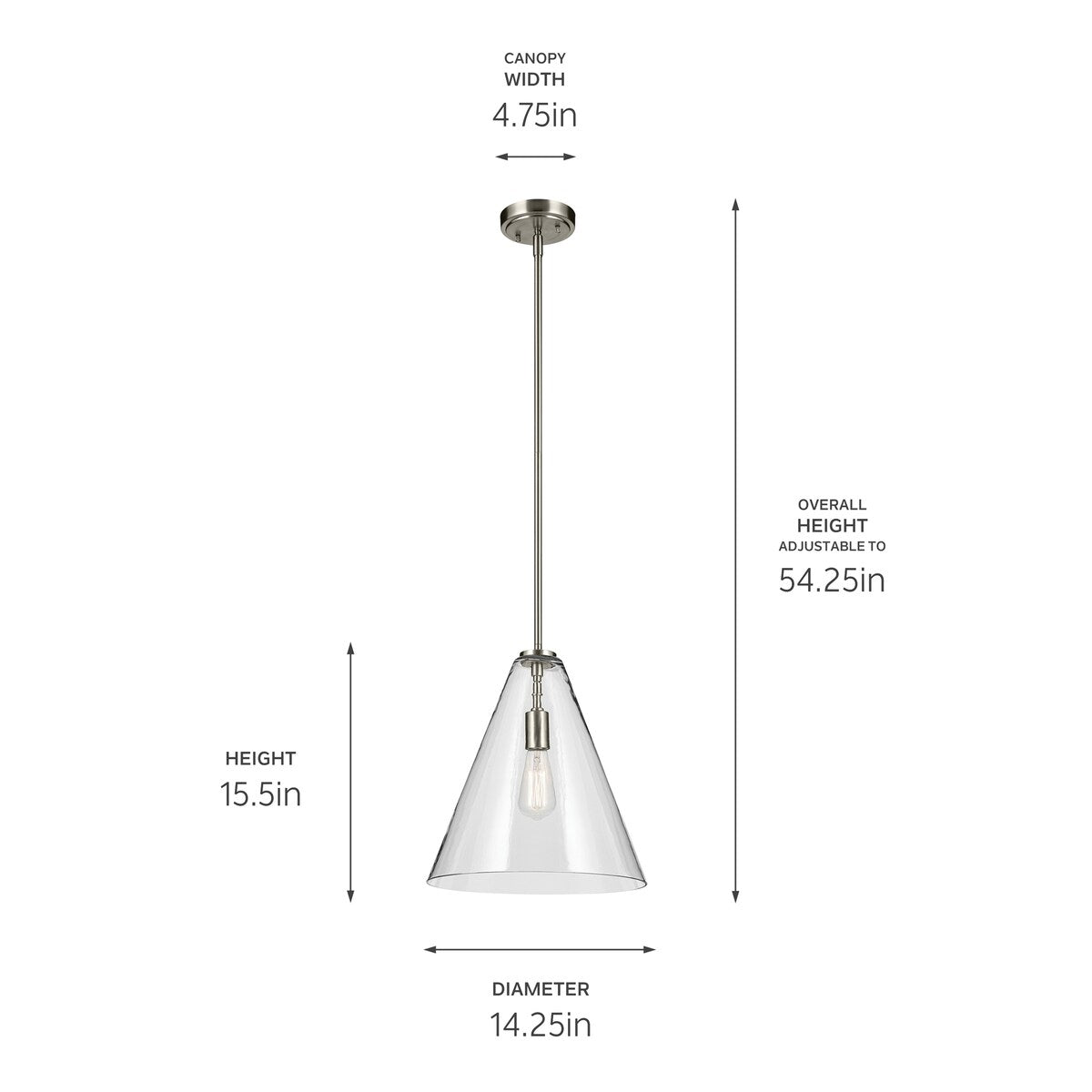 Kichler Lighting Everly 1-Light Cone Pendant Light with Clear Glass