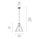 Kichler Lighting Everly 1-Light Cone Pendant Light with Clear Glass