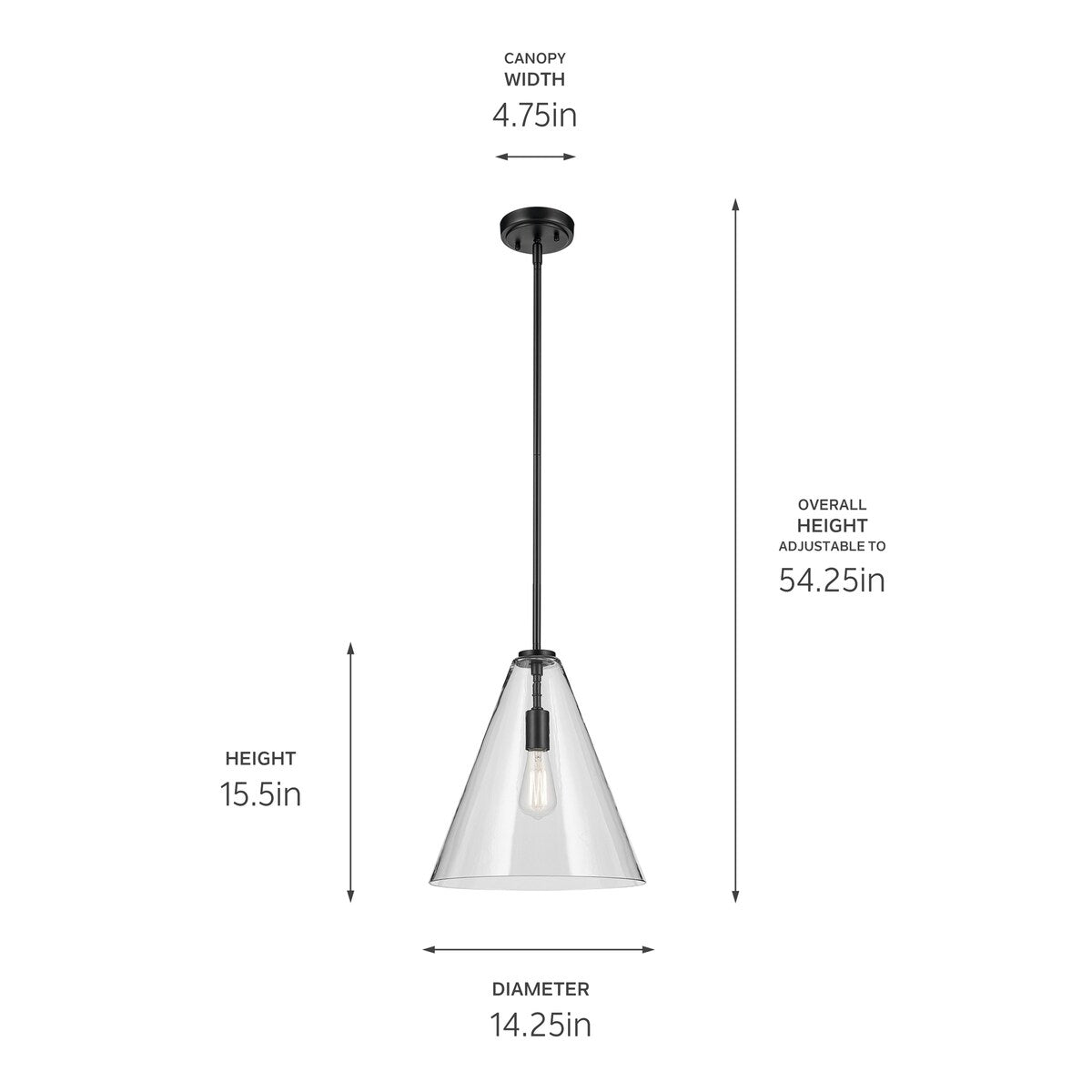 Kichler Lighting Everly 1-Light Cone Pendant Light with Clear Glass