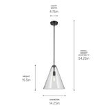 Kichler Lighting Everly 1-Light Cone Pendant Light with Clear Glass