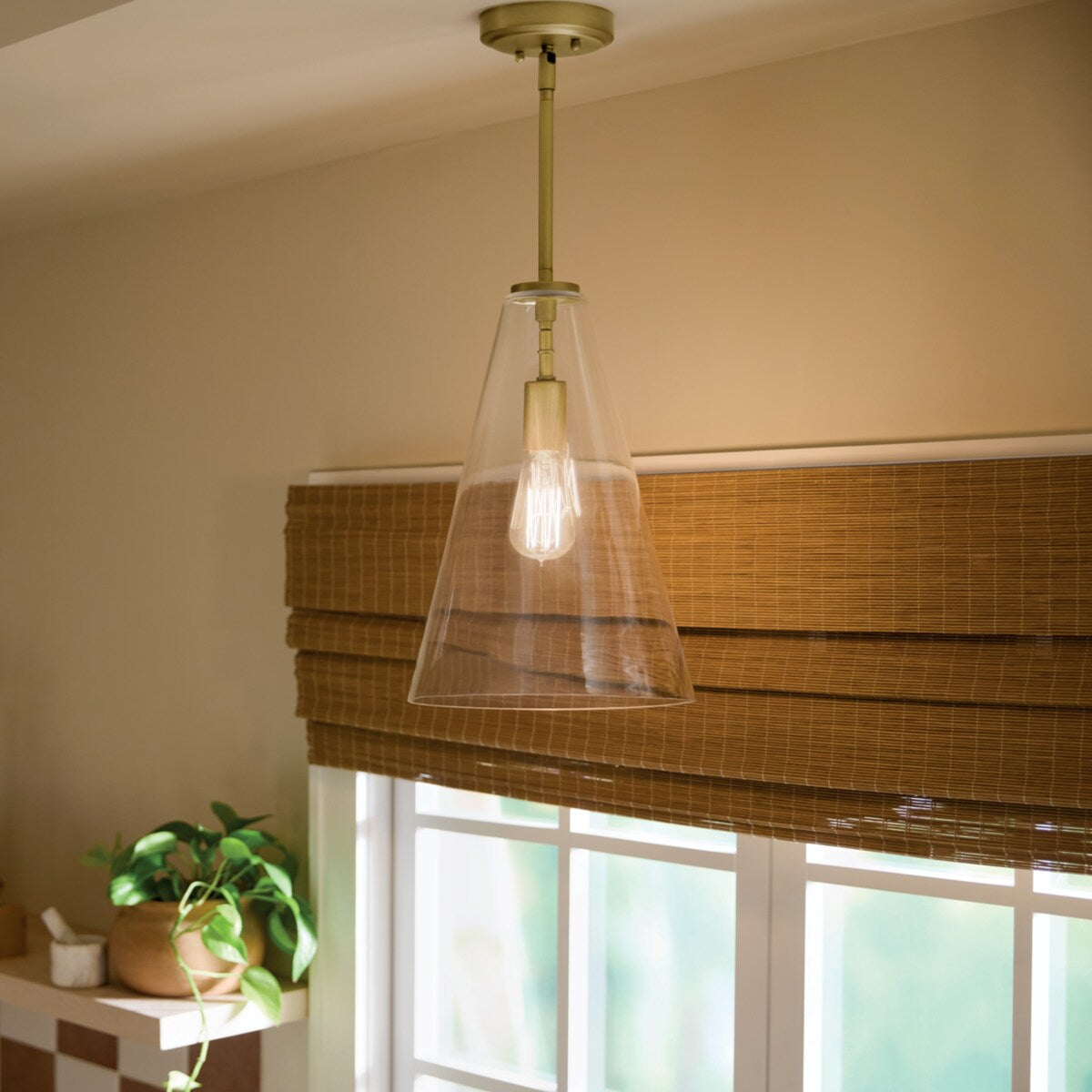 Kichler Lighting Everly 1-Light Cone Pendant Light with Clear Glass