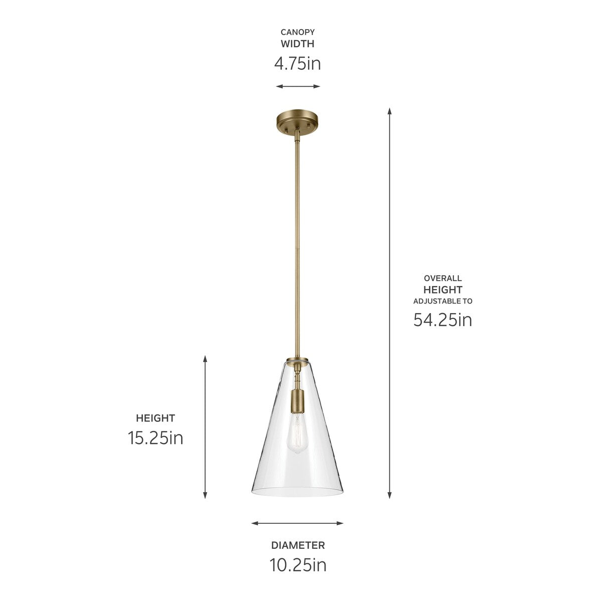 Kichler Lighting Everly 1-Light Cone Pendant Light with Clear Glass