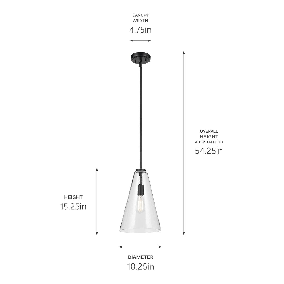 Kichler Lighting Everly 1-Light Cone Pendant Light with Clear Glass