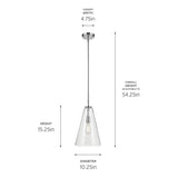 Kichler Lighting Everly 1-Light Cone Pendant Light with Clear Glass