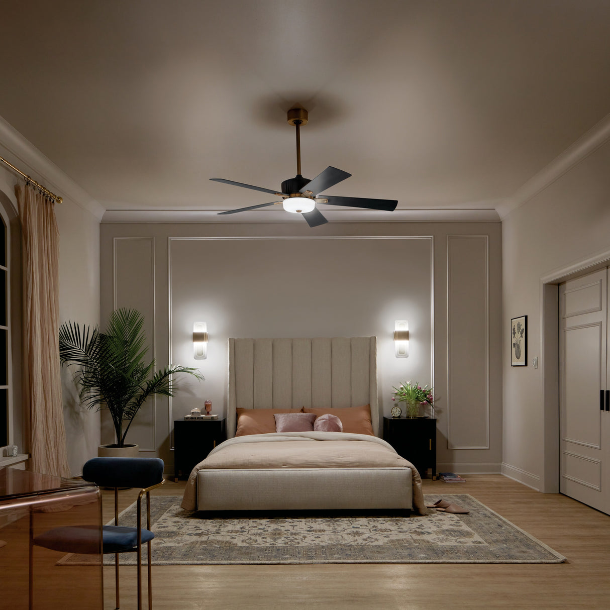 Kichler Lighting Icon 56 inch Integrated LED Indoor Satin Black Ceiling Fan