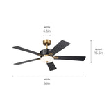 Kichler Lighting Icon 56 inch Integrated LED Indoor Satin Black Ceiling Fan