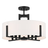Kichler Lighting Malen 20 in. 8-Light Black Convertible Semi-Flush Mount Light with Fabric Shade