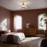 Kichler Lighting Malen 20 in. 8-Light Black Convertible Semi-Flush Mount Light with Fabric Shade