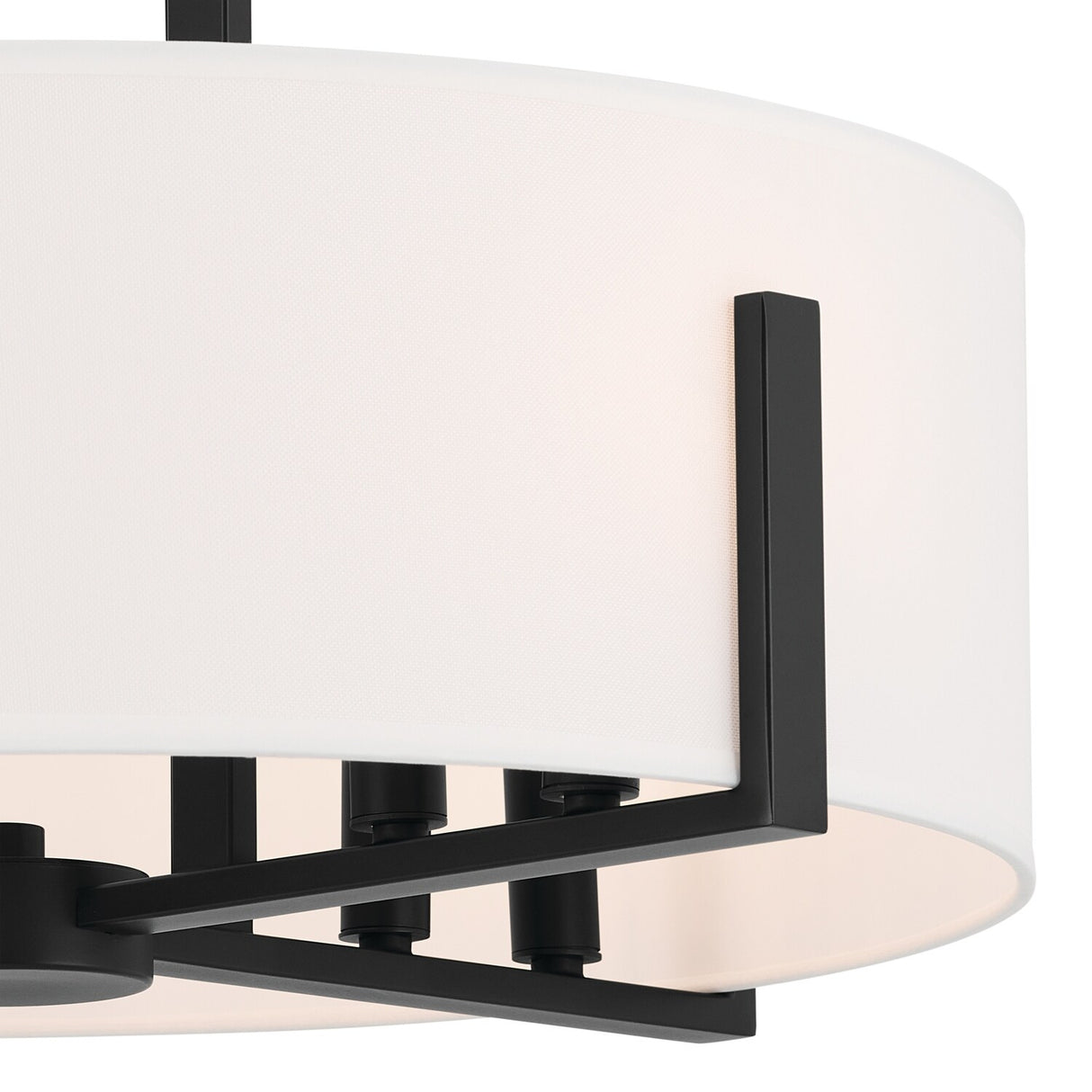 Kichler Lighting Malen 20 in. 8-Light Black Convertible Semi-Flush Mount Light with Fabric Shade