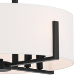 Kichler Lighting Malen 20 in. 8-Light Black Convertible Semi-Flush Mount Light with Fabric Shade