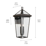 Kichler Lighting Regence 26 in. 2-Light Olde Bronze Outdoor Wall Sconce