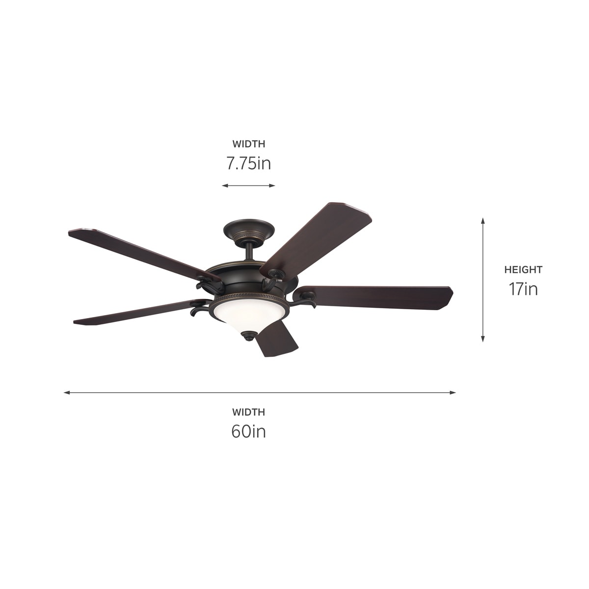 Kichler Lighting Rise 60 inch Integrated LED Indoor Olde Bronze Ceiling Fan