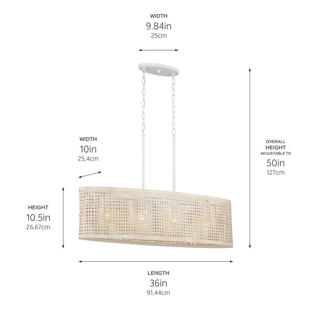Kichler Lighting Sayulita 4-Light White Wicker Chandelier