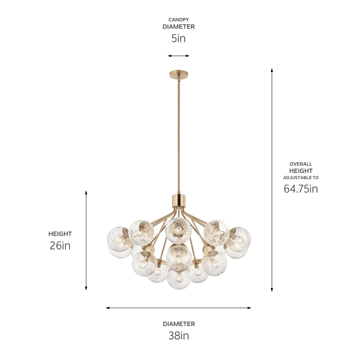 Kichler Lighting Silvarious Crackle Glass Convertible Chandelier
