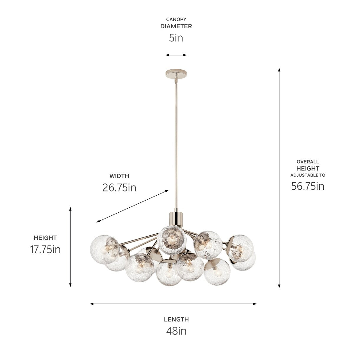 Kichler Lighting Silvarious Crackle Glass Convertible Chandelier