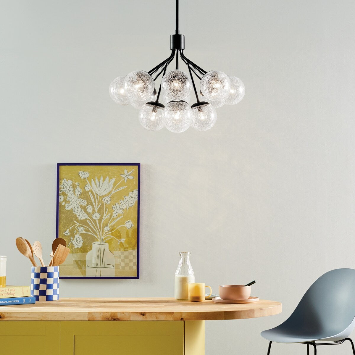 Kichler Lighting Silvarious Crackle Glass Convertible Chandelier
