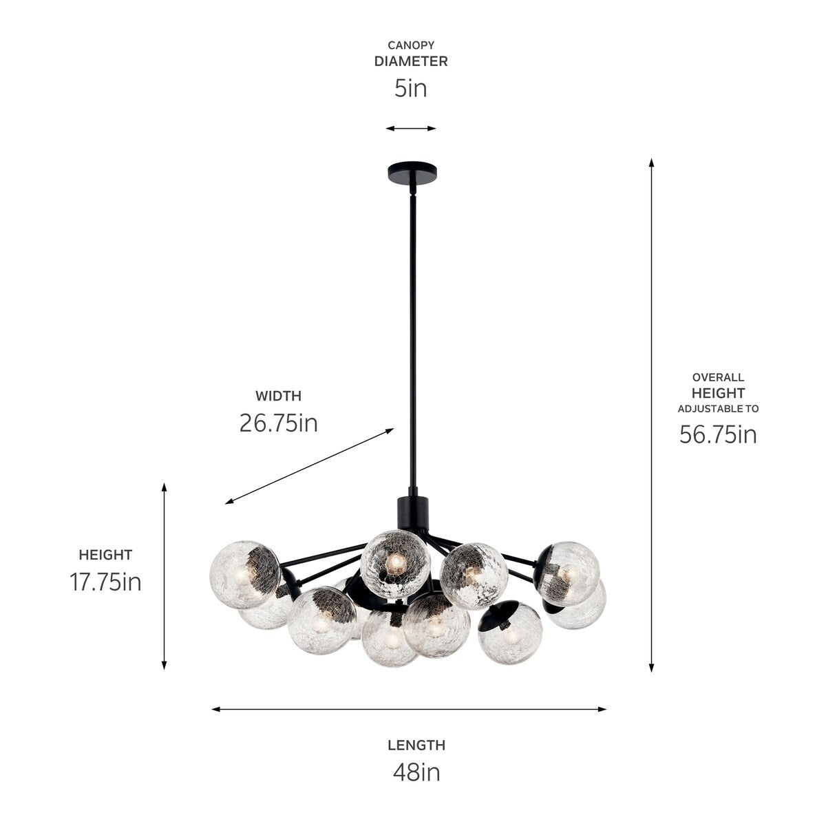Kichler Lighting Silvarious Crackle Glass Convertible Chandelier