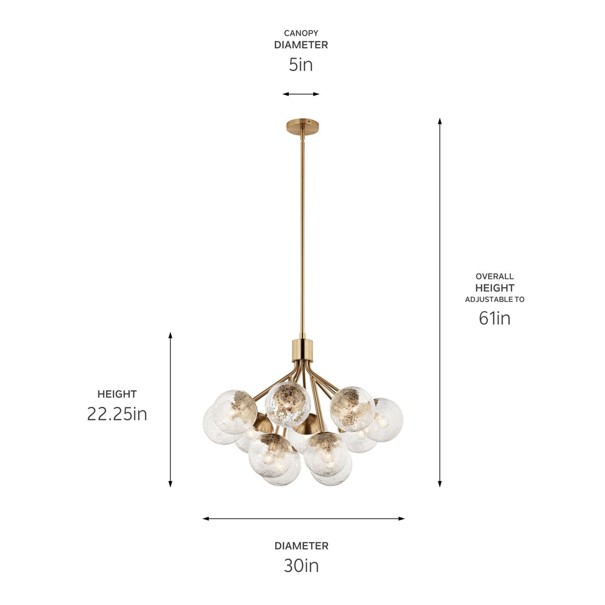 Kichler Lighting Silvarious Crackle Glass Convertible Chandelier