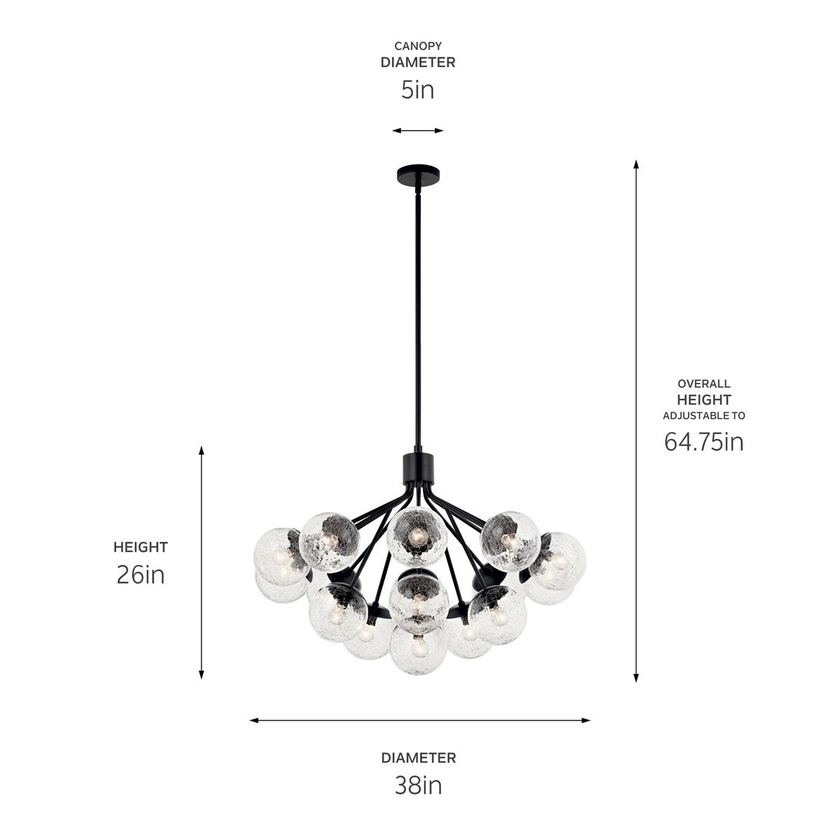Kichler Lighting Silvarious Crackle Glass Convertible Chandelier