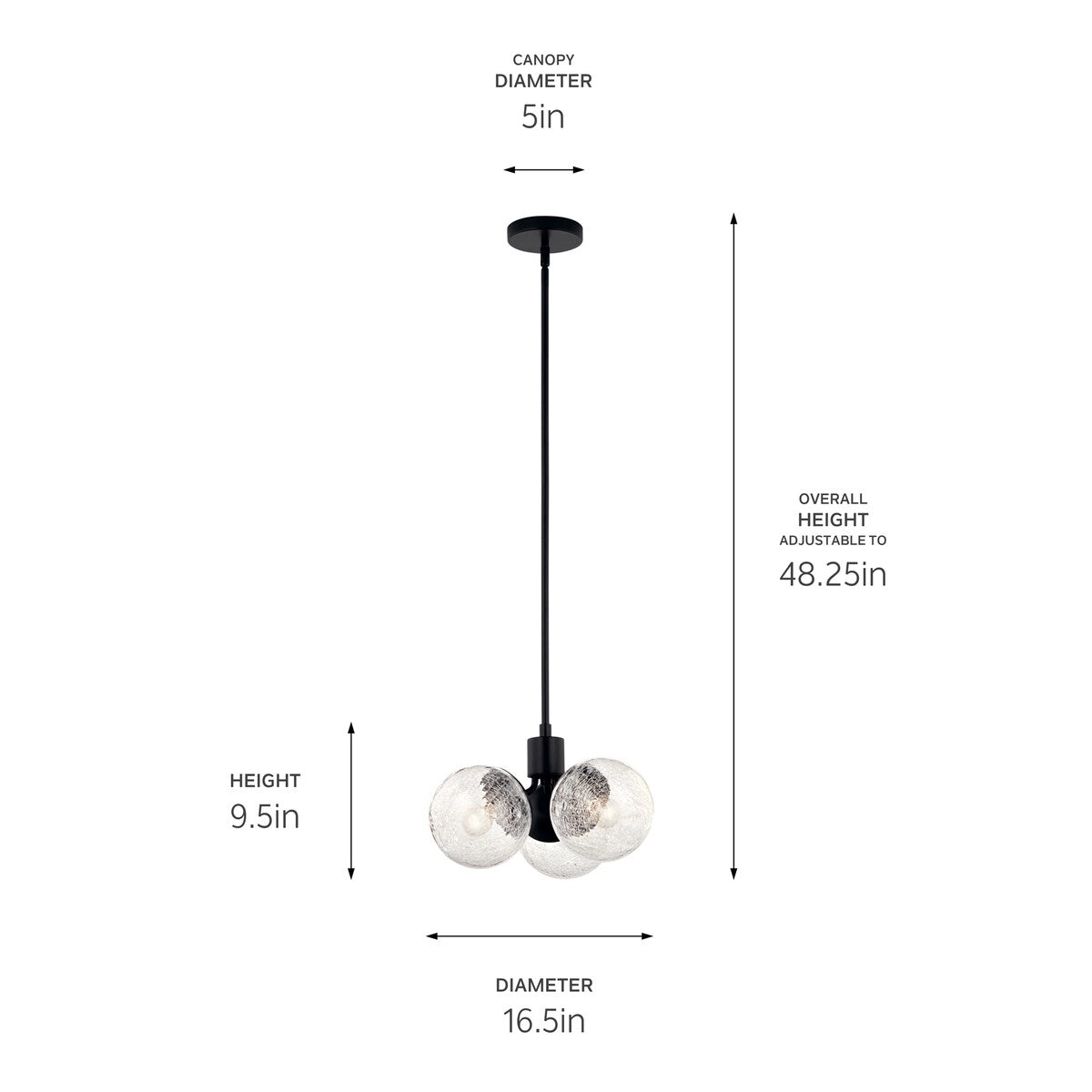 Kichler Lighting Silvarious Crackle Glass Convertible Chandelier