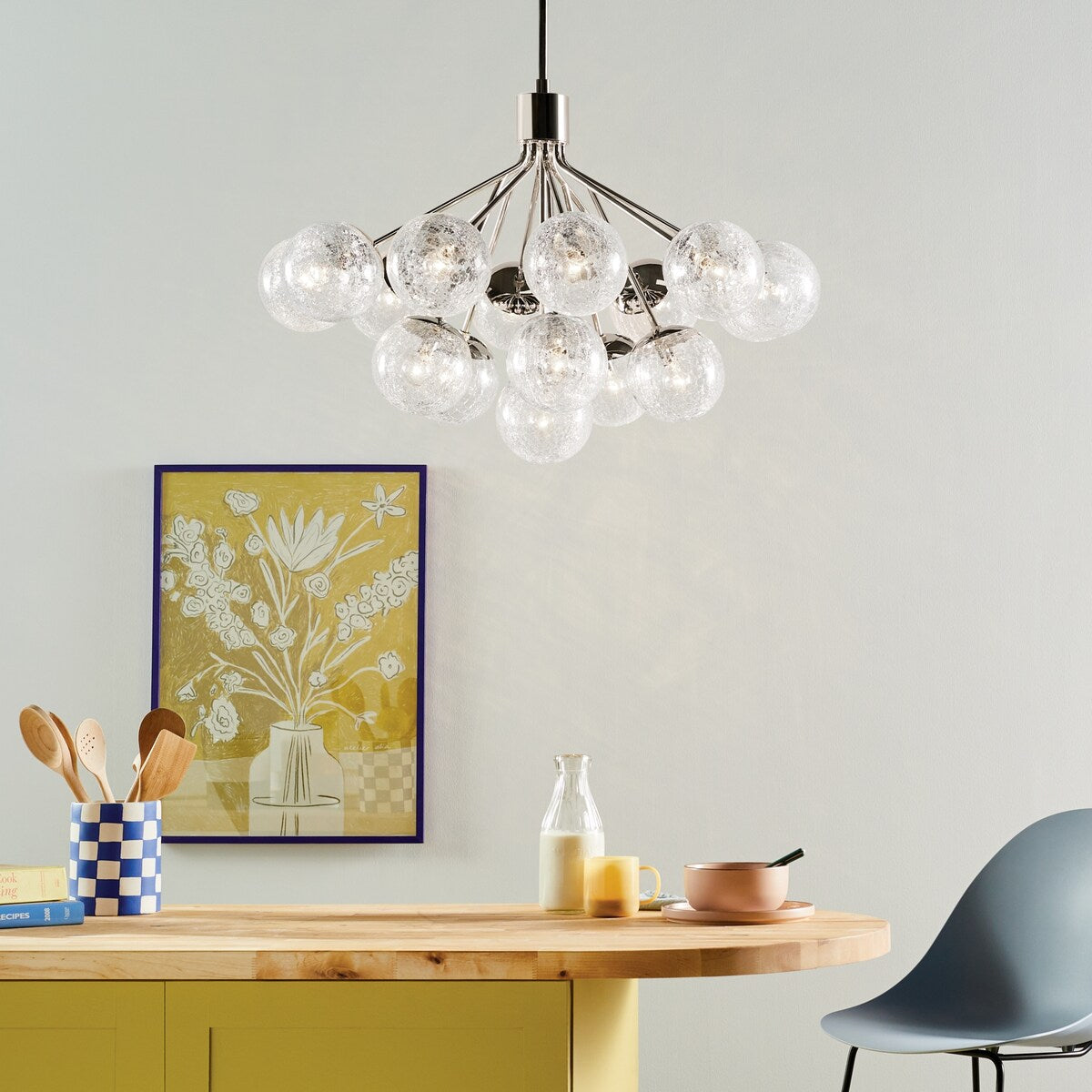 Kichler Lighting Silvarious Crackle Glass Convertible Chandelier