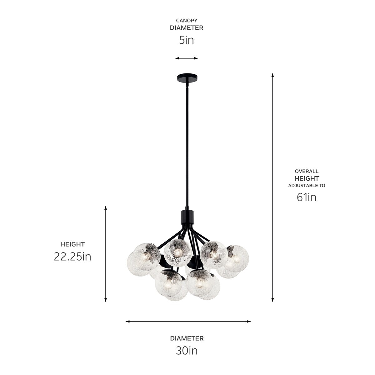 Kichler Lighting Silvarious Crackle Glass Convertible Chandelier