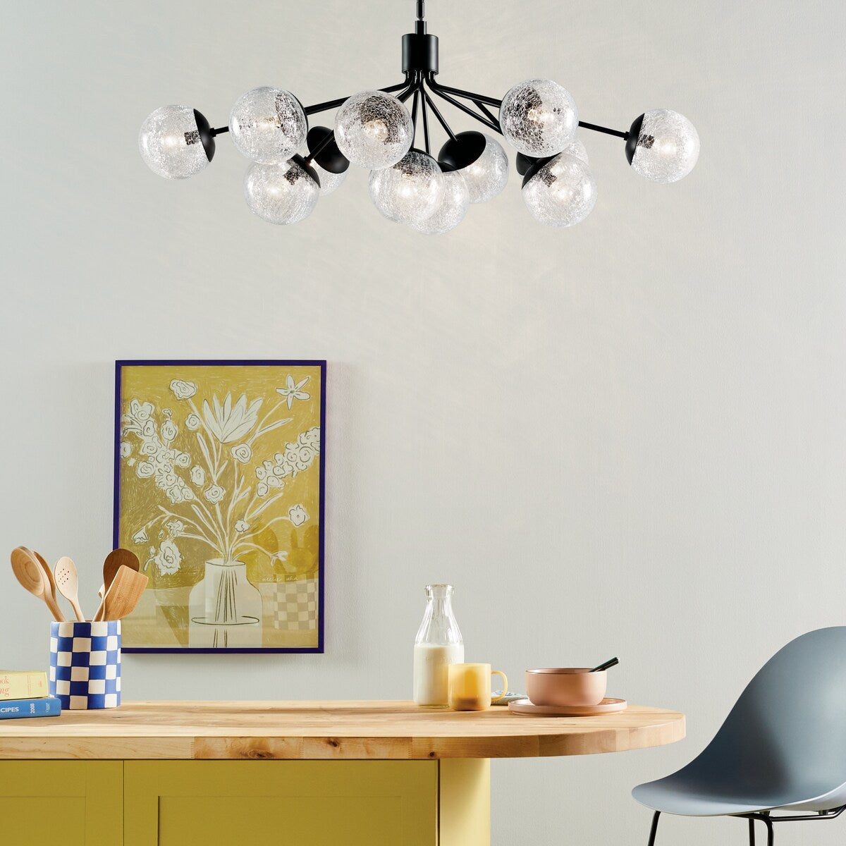 Kichler Lighting Silvarious Crackle Glass Convertible Chandelier