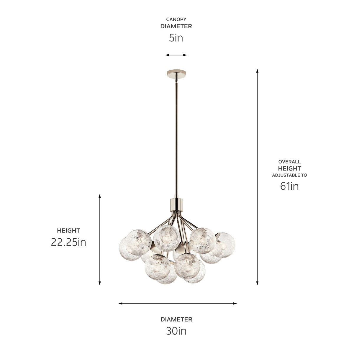 Kichler Lighting Silvarious Crackle Glass Convertible Chandelier