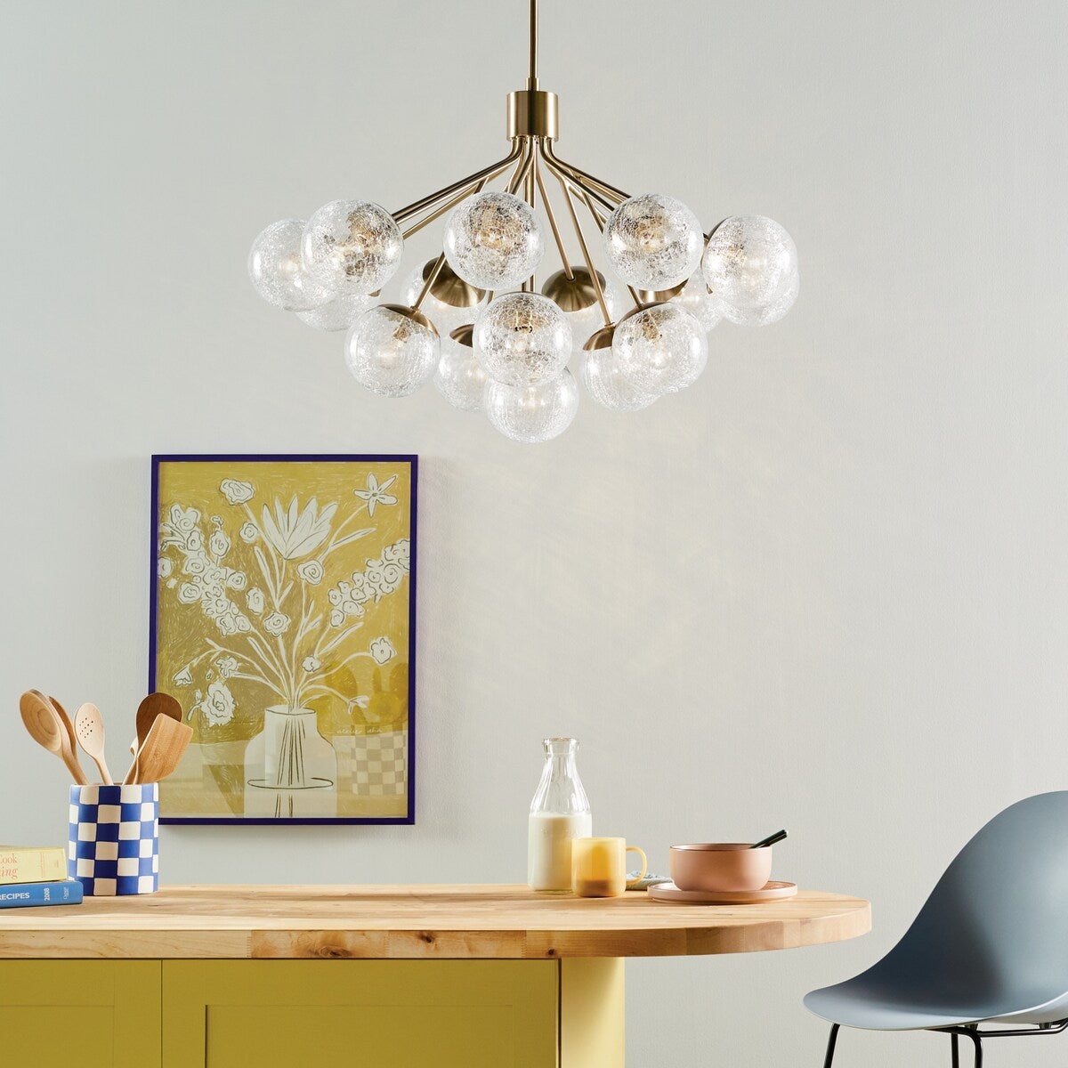 Kichler Lighting Silvarious Crackle Glass Convertible Chandelier