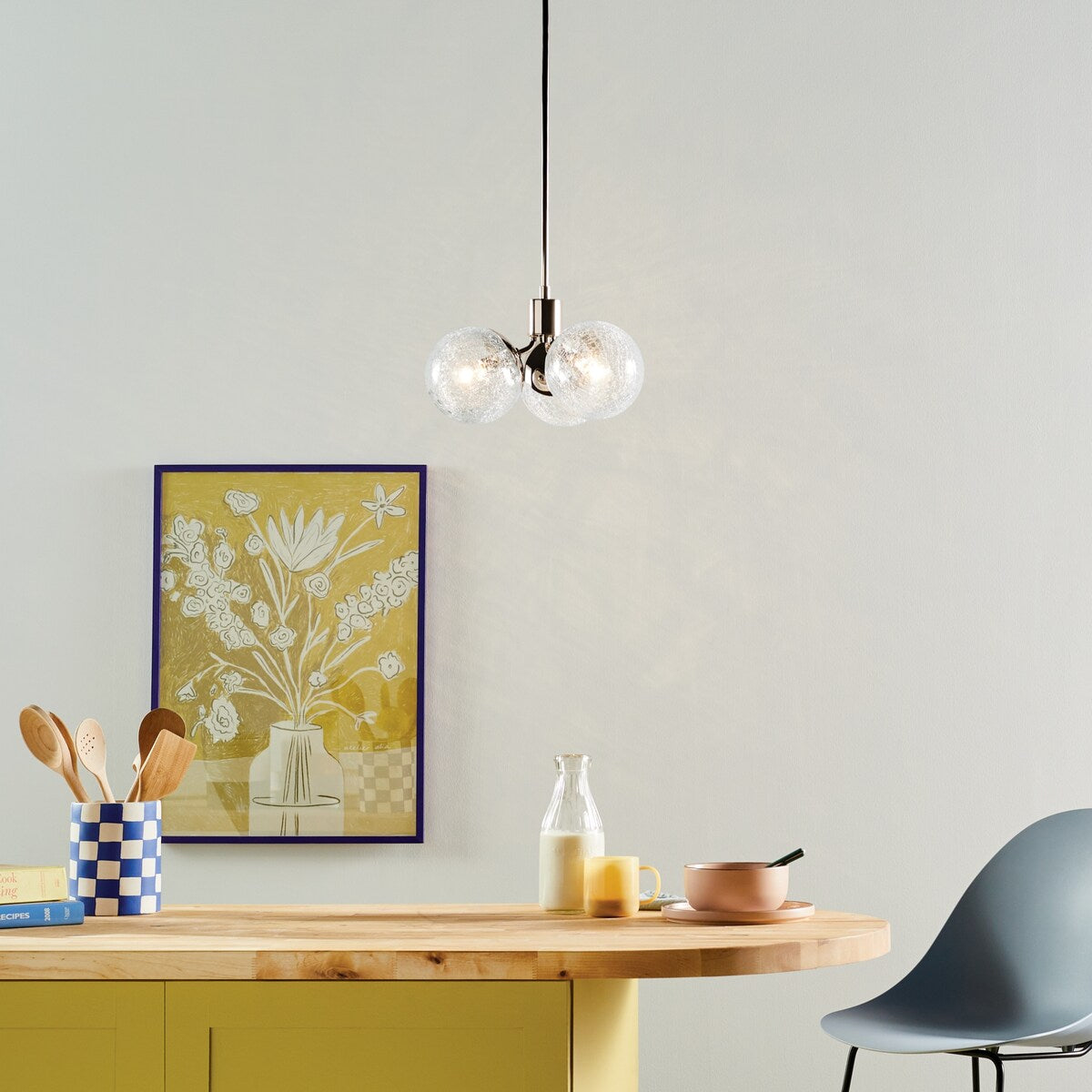 Kichler Lighting Silvarious Crackle Glass Convertible Chandelier