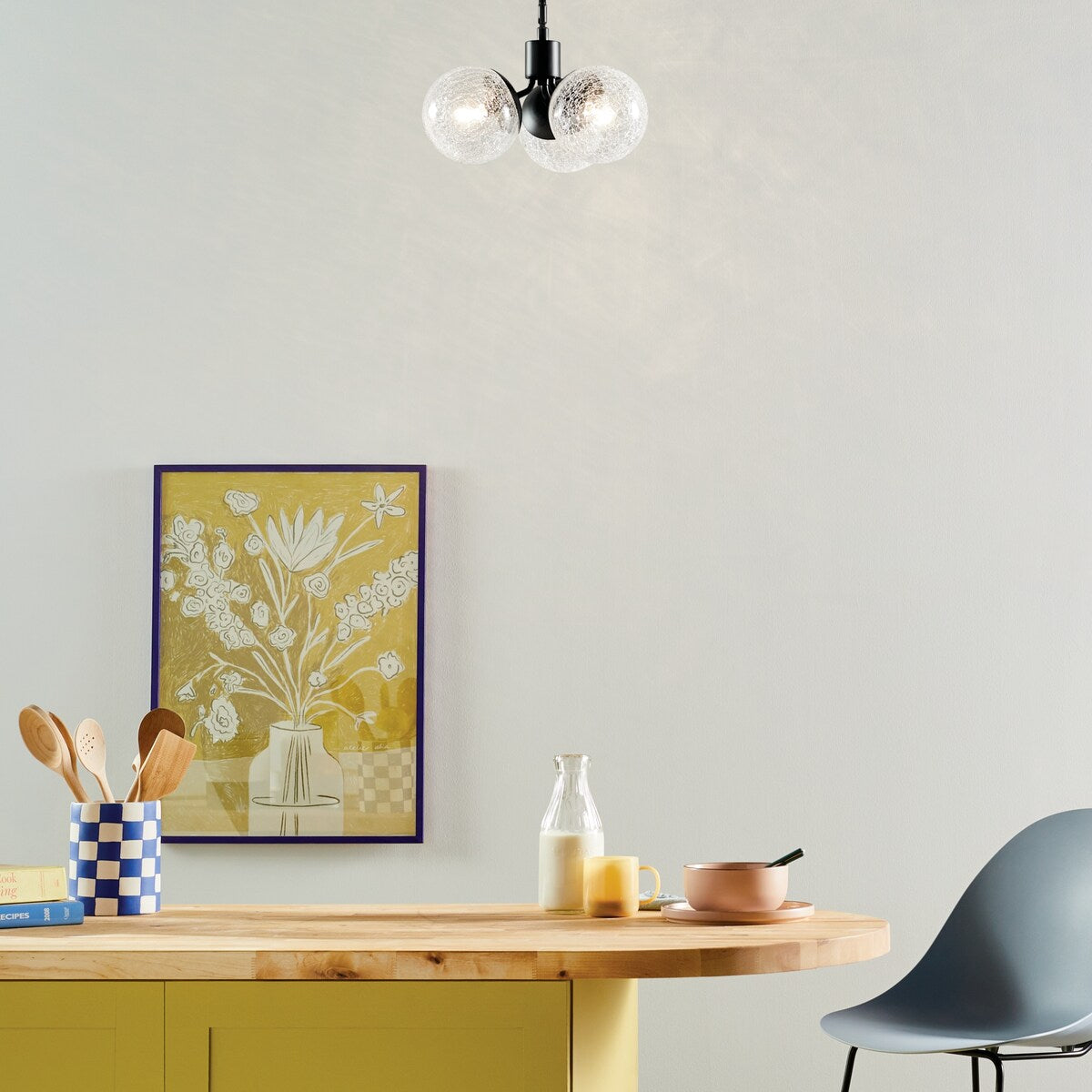 Kichler Lighting Silvarious Crackle Glass Convertible Chandelier