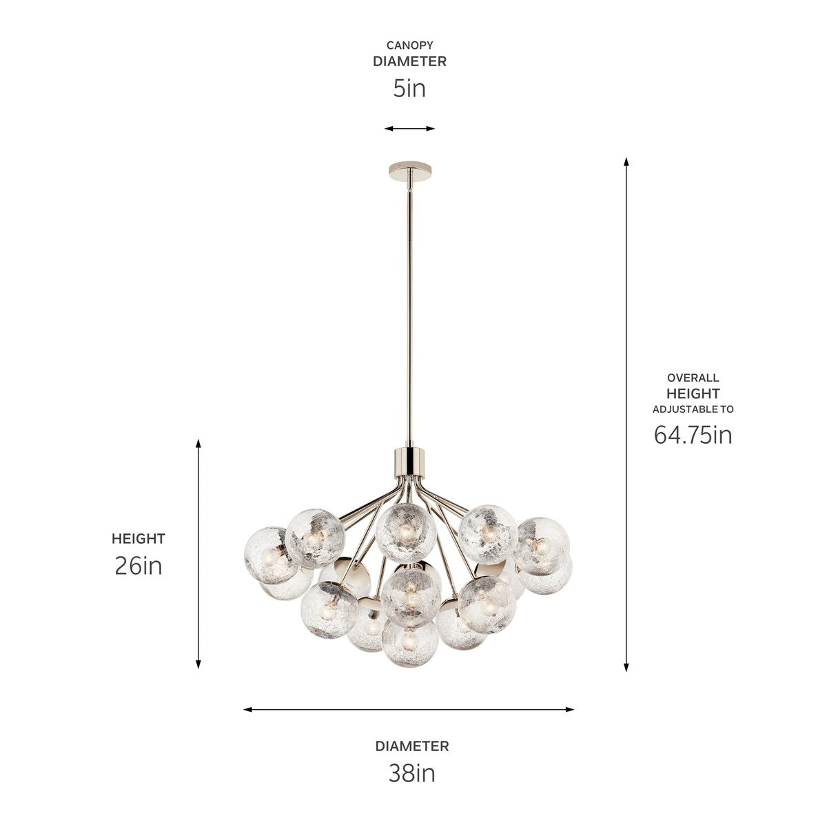 Kichler Lighting Silvarious Crackle Glass Convertible Chandelier