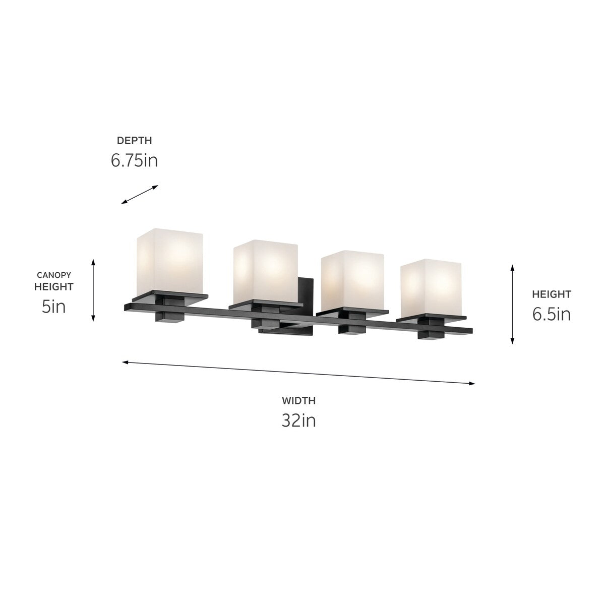 Kichler Lighting Tully 32 in. 4-Light Black Vanity Light - 32 in