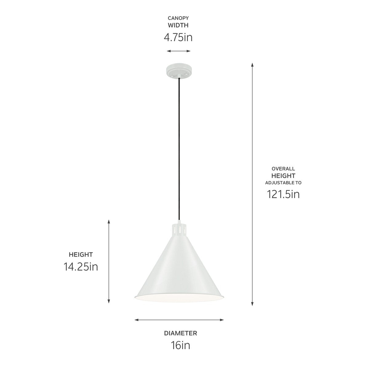 Kichler Lighting Zailey 16 in. 1-Light Cone Pendant Light